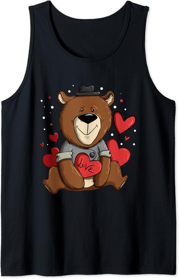 Cute Valentine's Day Bear Tank Top Clothing